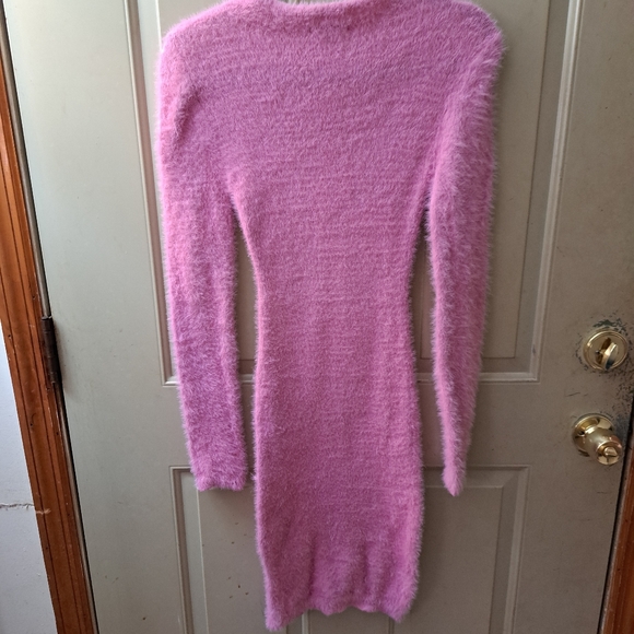 Fashion Nova Pink Fuzzy Midi Dress - Picture 6 of 8